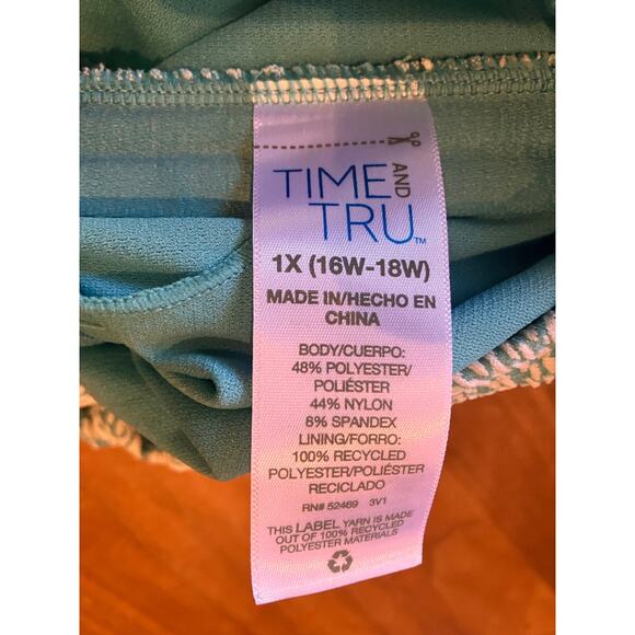 Lot of 2 Plus Size Swim Tops 16W 18W Time and Tru & Catalina Polka Dot Ruffle - Picture 9 of 14